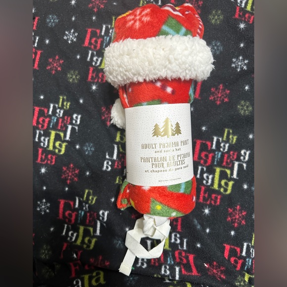 Fleece Christmas PJ pants w/ Santa Hat - Picture 4 of 5